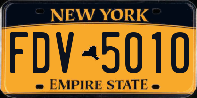 NY license plate FDV5010