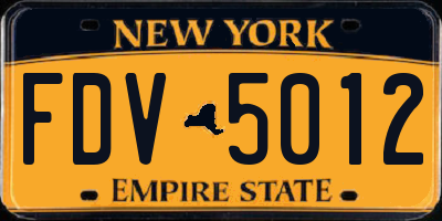 NY license plate FDV5012