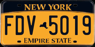 NY license plate FDV5019