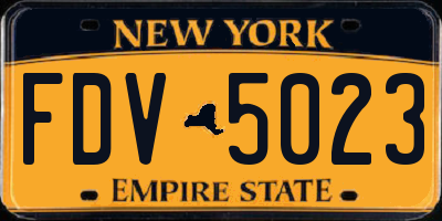NY license plate FDV5023
