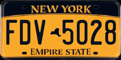 NY license plate FDV5028
