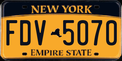 NY license plate FDV5070