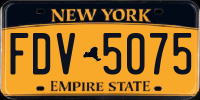 NY license plate FDV5075