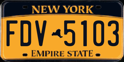 NY license plate FDV5103