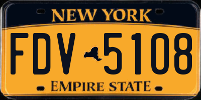 NY license plate FDV5108