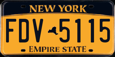 NY license plate FDV5115