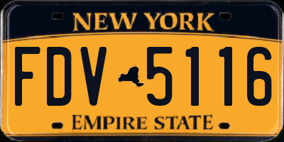 NY license plate FDV5116
