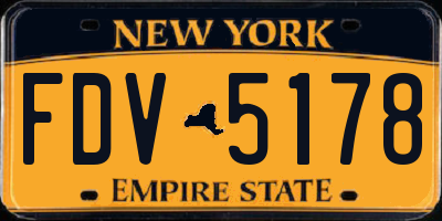 NY license plate FDV5178