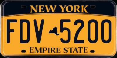 NY license plate FDV5200