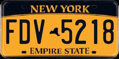 NY license plate FDV5218