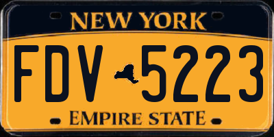 NY license plate FDV5223