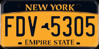 NY license plate FDV5305