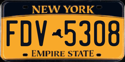NY license plate FDV5308