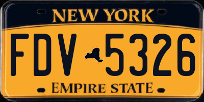 NY license plate FDV5326