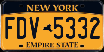 NY license plate FDV5332