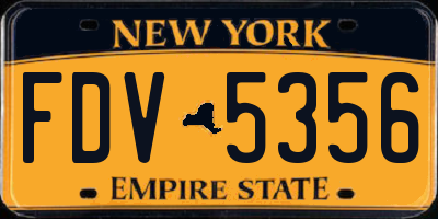 NY license plate FDV5356