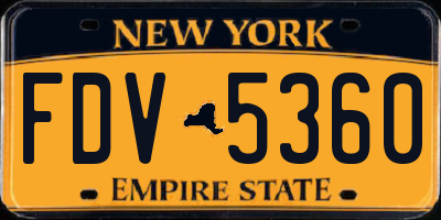 NY license plate FDV5360