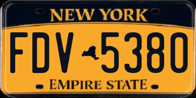 NY license plate FDV5380