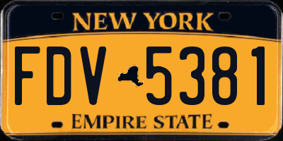 NY license plate FDV5381