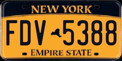 NY license plate FDV5388