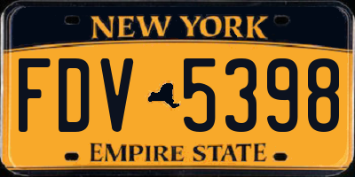 NY license plate FDV5398