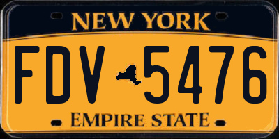 NY license plate FDV5476
