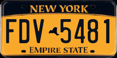 NY license plate FDV5481