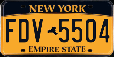 NY license plate FDV5504