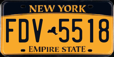 NY license plate FDV5518