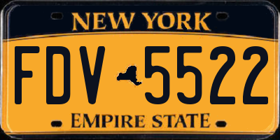 NY license plate FDV5522