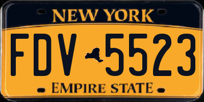NY license plate FDV5523