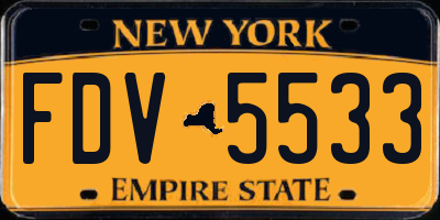 NY license plate FDV5533