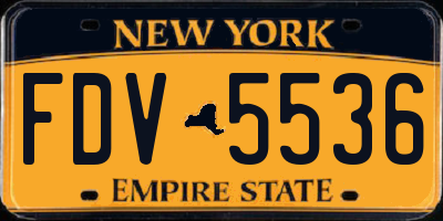 NY license plate FDV5536