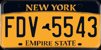 NY license plate FDV5543