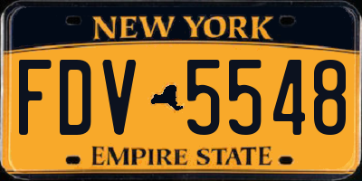 NY license plate FDV5548