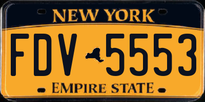 NY license plate FDV5553
