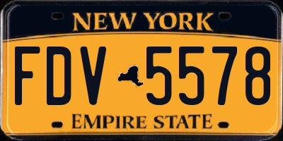 NY license plate FDV5578