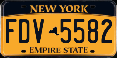 NY license plate FDV5582