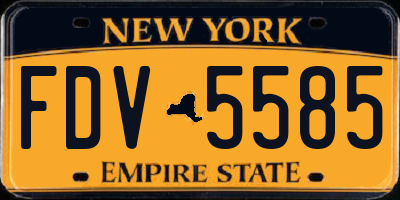 NY license plate FDV5585