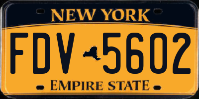 NY license plate FDV5602