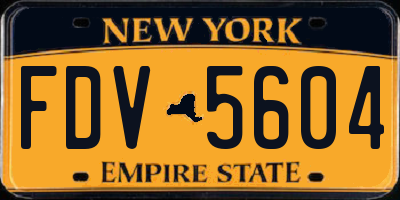 NY license plate FDV5604