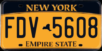NY license plate FDV5608