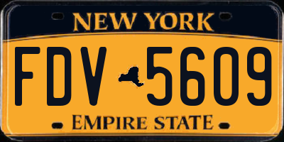 NY license plate FDV5609