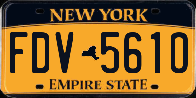 NY license plate FDV5610