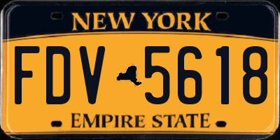 NY license plate FDV5618