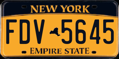 NY license plate FDV5645