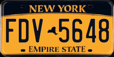 NY license plate FDV5648