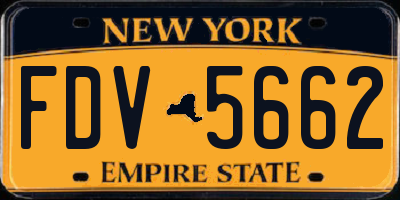 NY license plate FDV5662