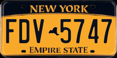 NY license plate FDV5747
