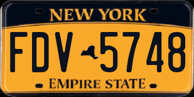 NY license plate FDV5748
